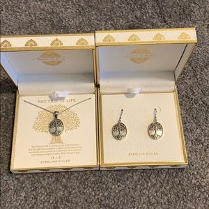 Sterling silver tree of life necklace and earrings